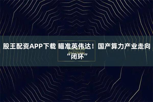 股王配资APP下载 瞄准英伟达！国产算力产业走向“闭环”